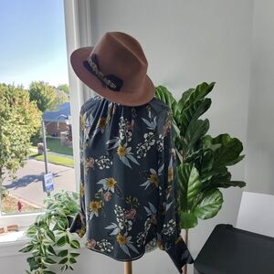 Floral Blouse Long Sleeve High Neck Line